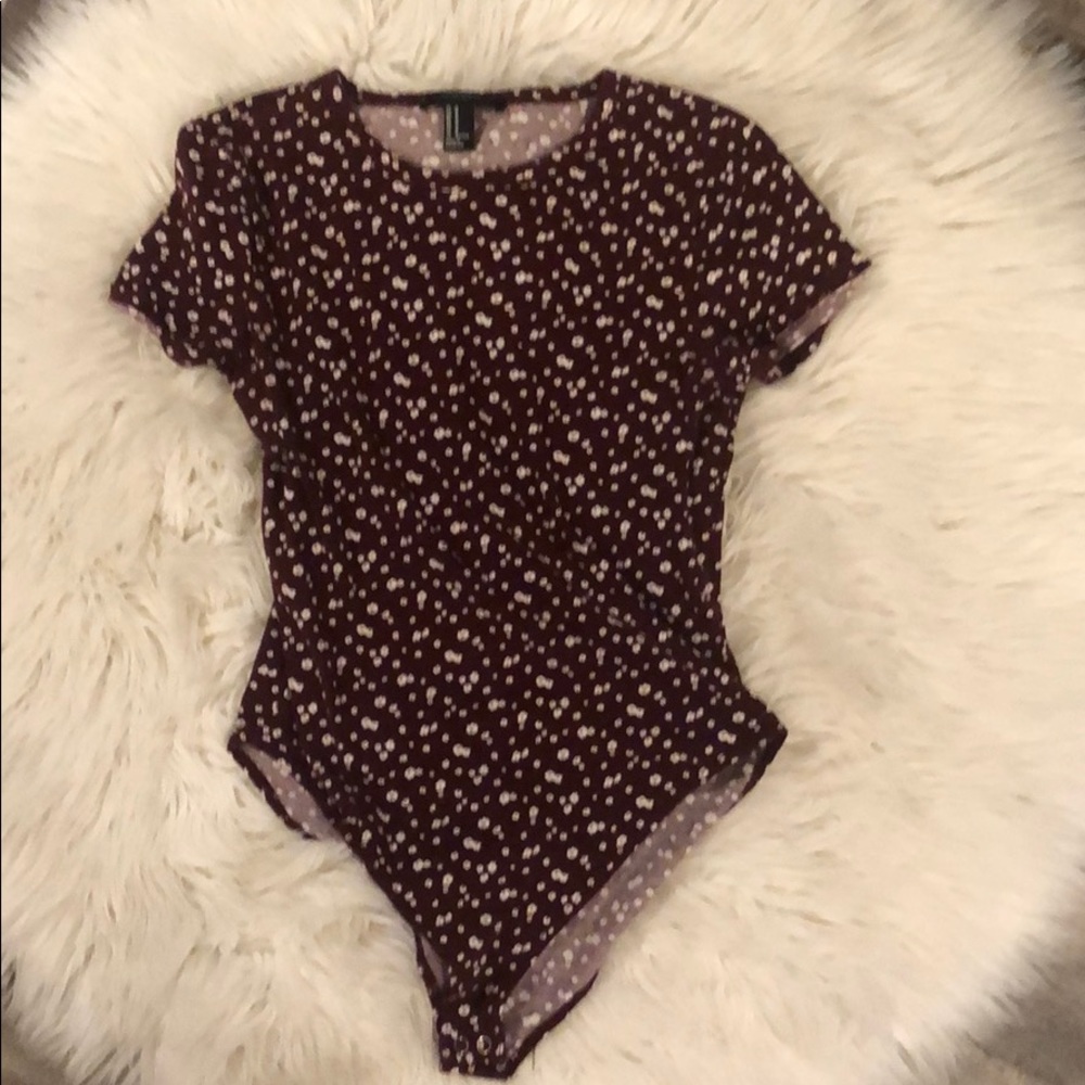 Forever 21 Maroon Floral Leotard